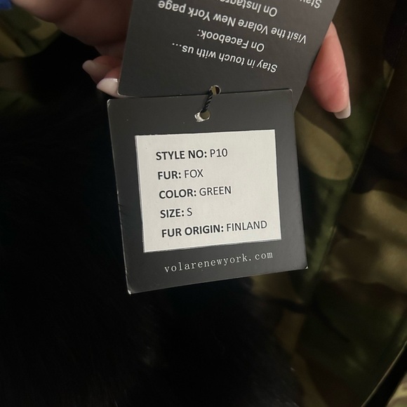 VOLARE New York Camouflage fox fur jacket army green and black size S NWT - Picture 8 of 16